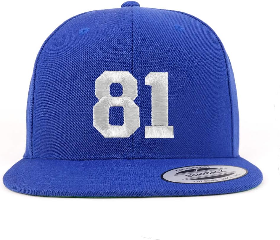 Trendy Apparel Shop Number 81 White Thread Embroidered Flat Bill Snapback Baseball Cap
