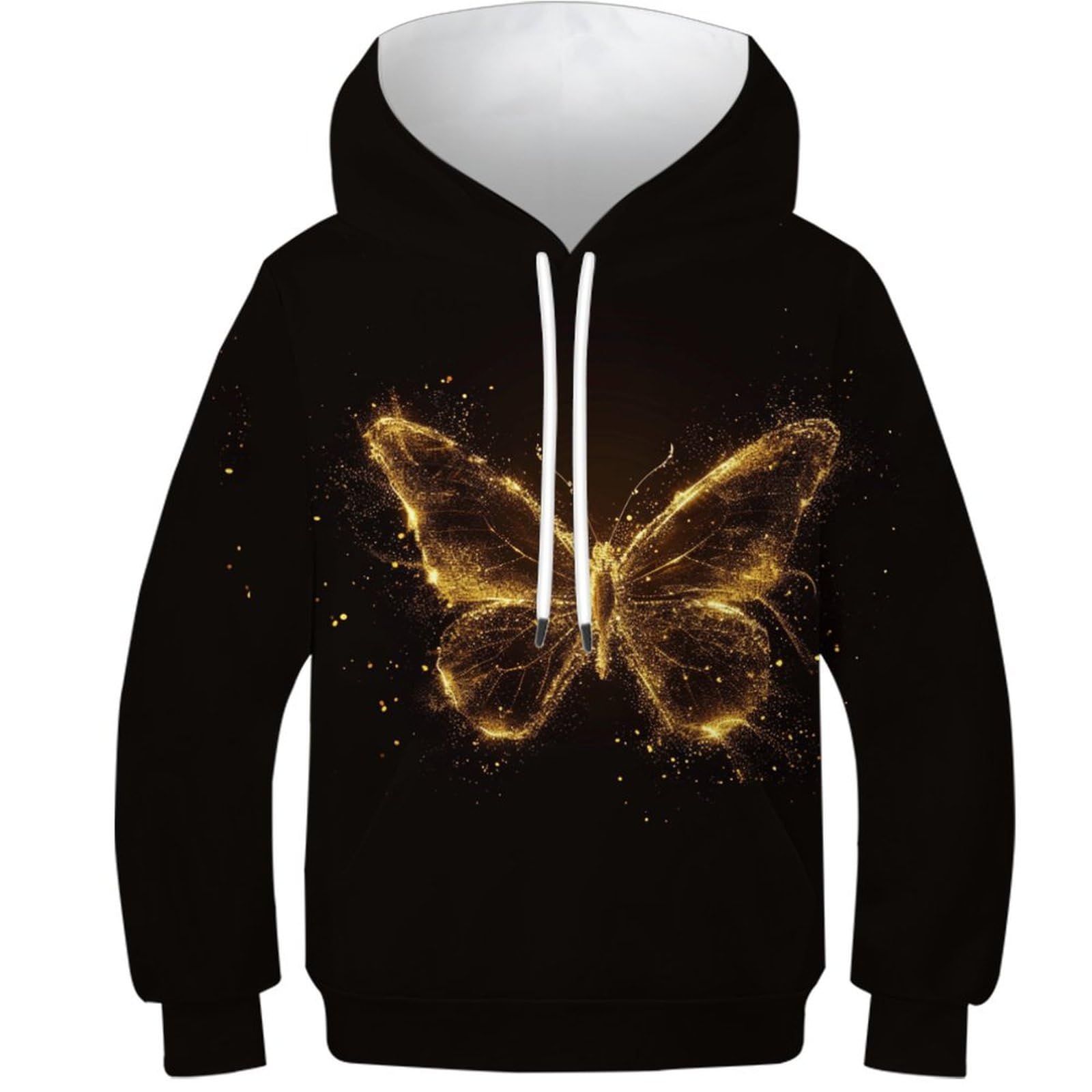 HLXZMCVBT Butterfly Teen Boys Girls Fashion 3D Printed Pullover Funny Pullover Sweatshirt Sweatshirts Long Sleeve Hooded with Pocket for 13-15Y