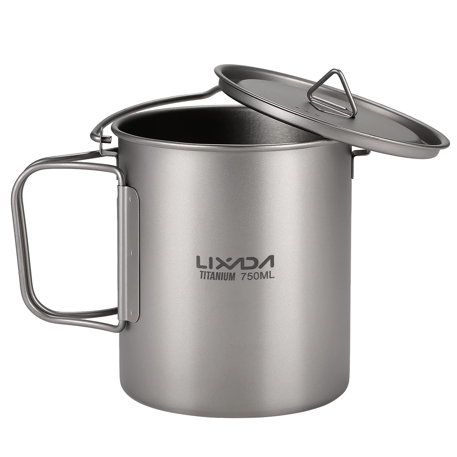 Lixada Titanium Cup Pot Ultralight Portable Cup Pot Colgante con Tapa y asa Plegable Camping al Aire Libre Senderismo 900ml