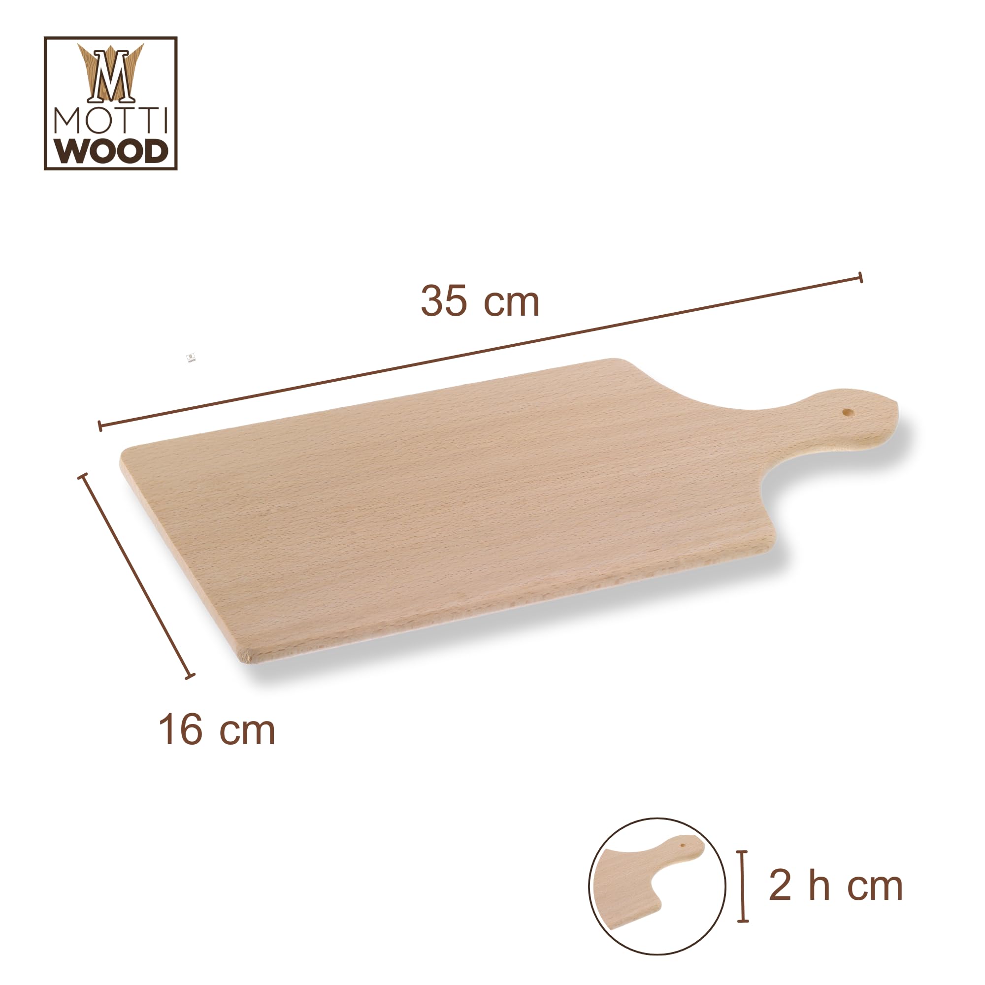 Set 10 Taglieri da Cucina con Manico, 100% Legno Faggio, Perfetto per Tagliare e Servire, Dimensioni 35x16x2hcm, Alta Resistenza, Made in Italy …
