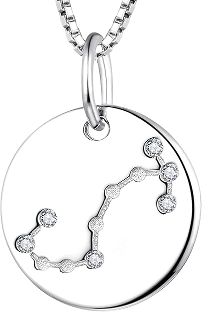 YL Women's Constellation Necklace Sterling Silver Zodiac Jewelry Astrology Coin Horoscope Pendant