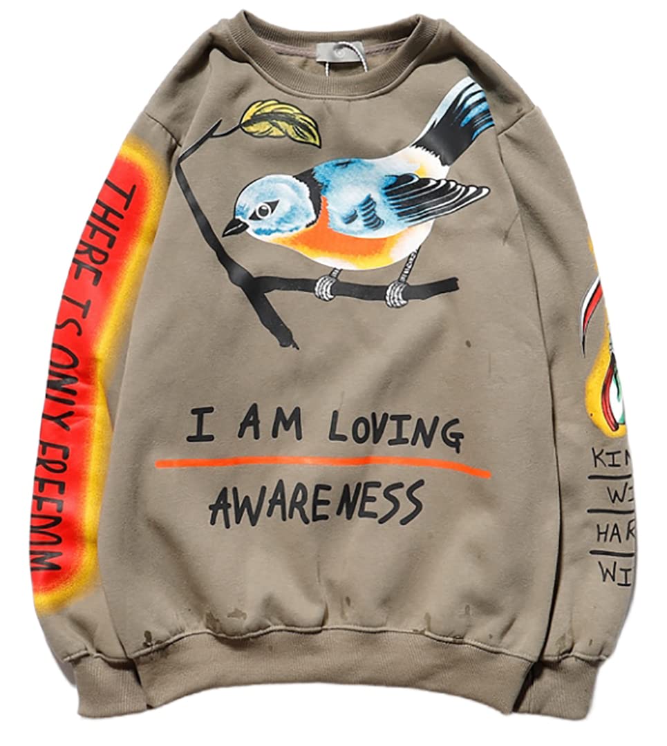 Takyojin Men's Lucky Me I See Ghosts Hoodie Fashion Long Sleeve Crewneck Sweatshirt Hip Hop Rapper Pullover Streetwear Jumper