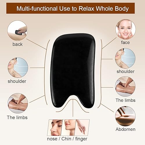 Miniatura 2 de Angeshio Piedra gua sha natural herramienta facial gua sha para cuerpo completo y cara gua sha masaje facial relajación corporal paquete de 3