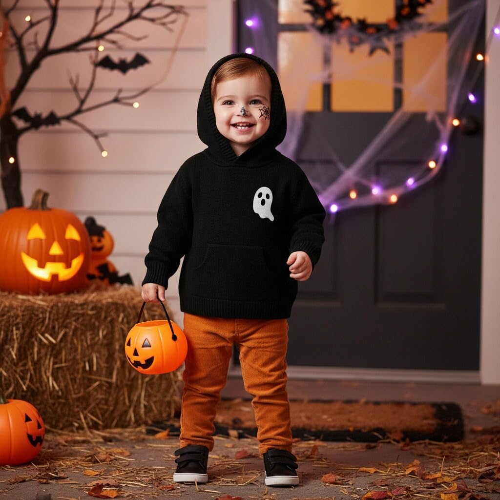 YOUNGER STAR Toddler Baby Girl Boy Knit Sweater Hooded Long Sleeve Sweatshirt Tops Fall Winter Clothes with Pocket