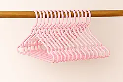 Cabide Infantil Kit 12 Cabides Infantis Reforçado Multiuso Vestidos Calças Camisetas Bermudas ROSA Resistentes Leves Roupas Criança Bebê Closet