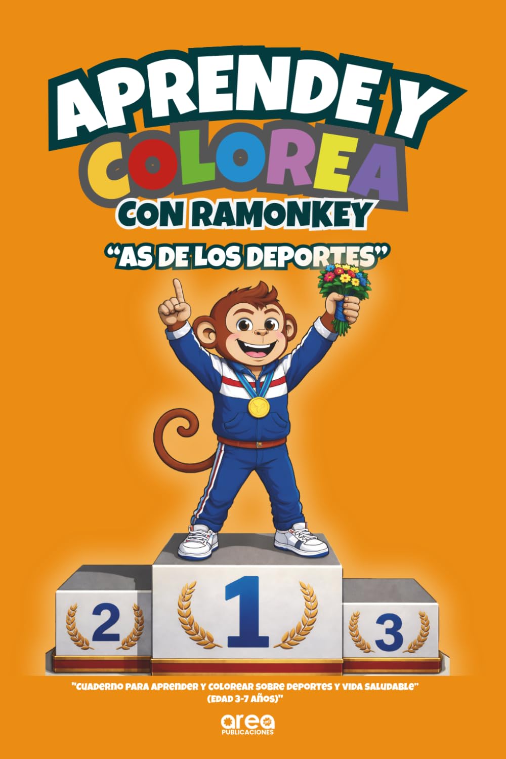 Aprende y colorea con Ramonkey. As de los Deportes.: Libro de colorear para niños de 3 a 7 años con 15 misiones deportivas, datos curiosos y dibujos ... fomentar la motricidad fina y el aprendizaje.