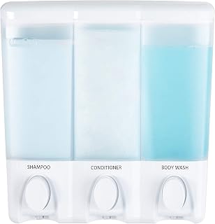 Better Living Clear Choice 3-Chamber Shower Dispenser White - Corner Mount Soap Organizer No Tools Install