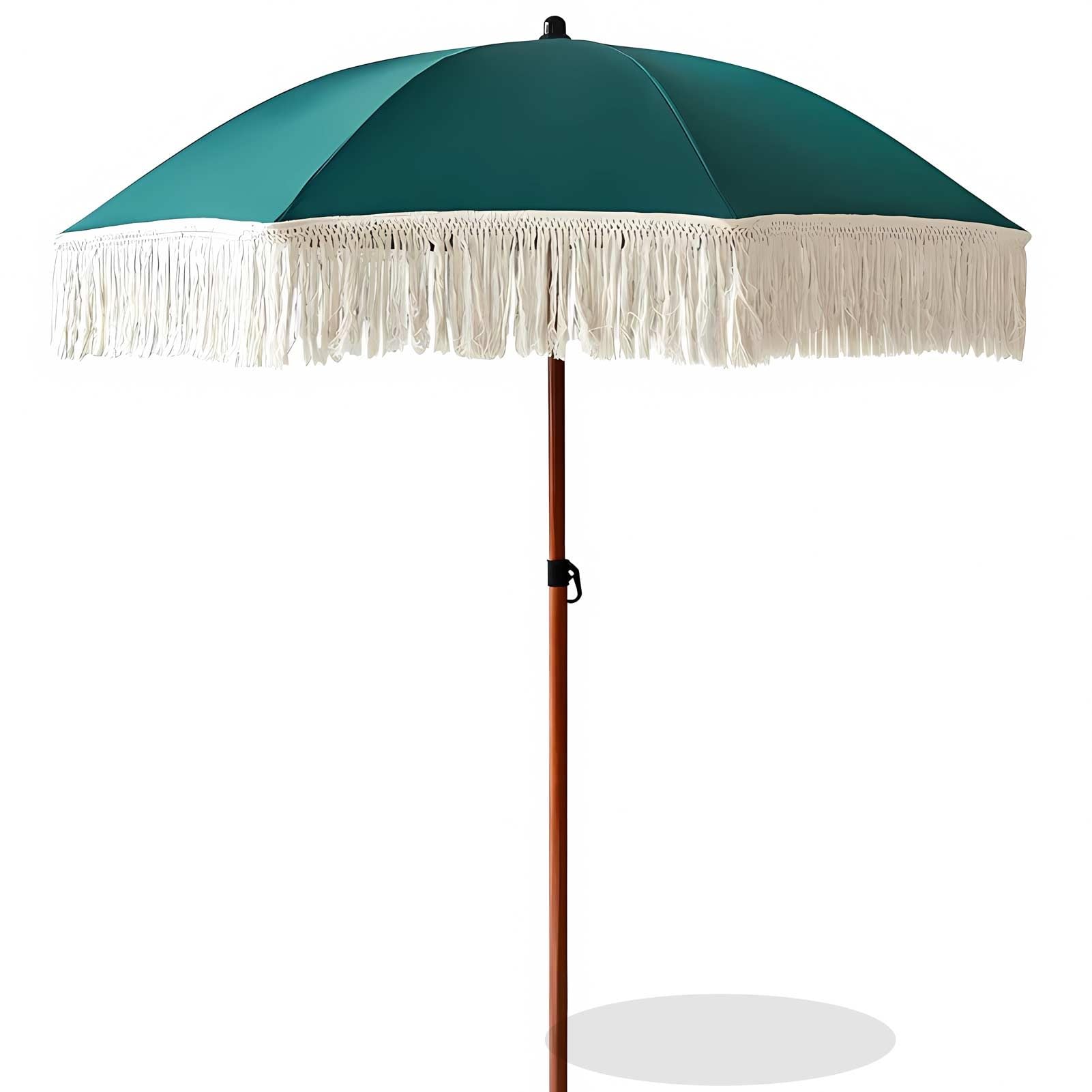 180cm Parasol plażęz frędzlami Boho zielony parasol ogrodowy wodoodporny przeciwsłoneczny UPF 50+ na balkon taras kemping