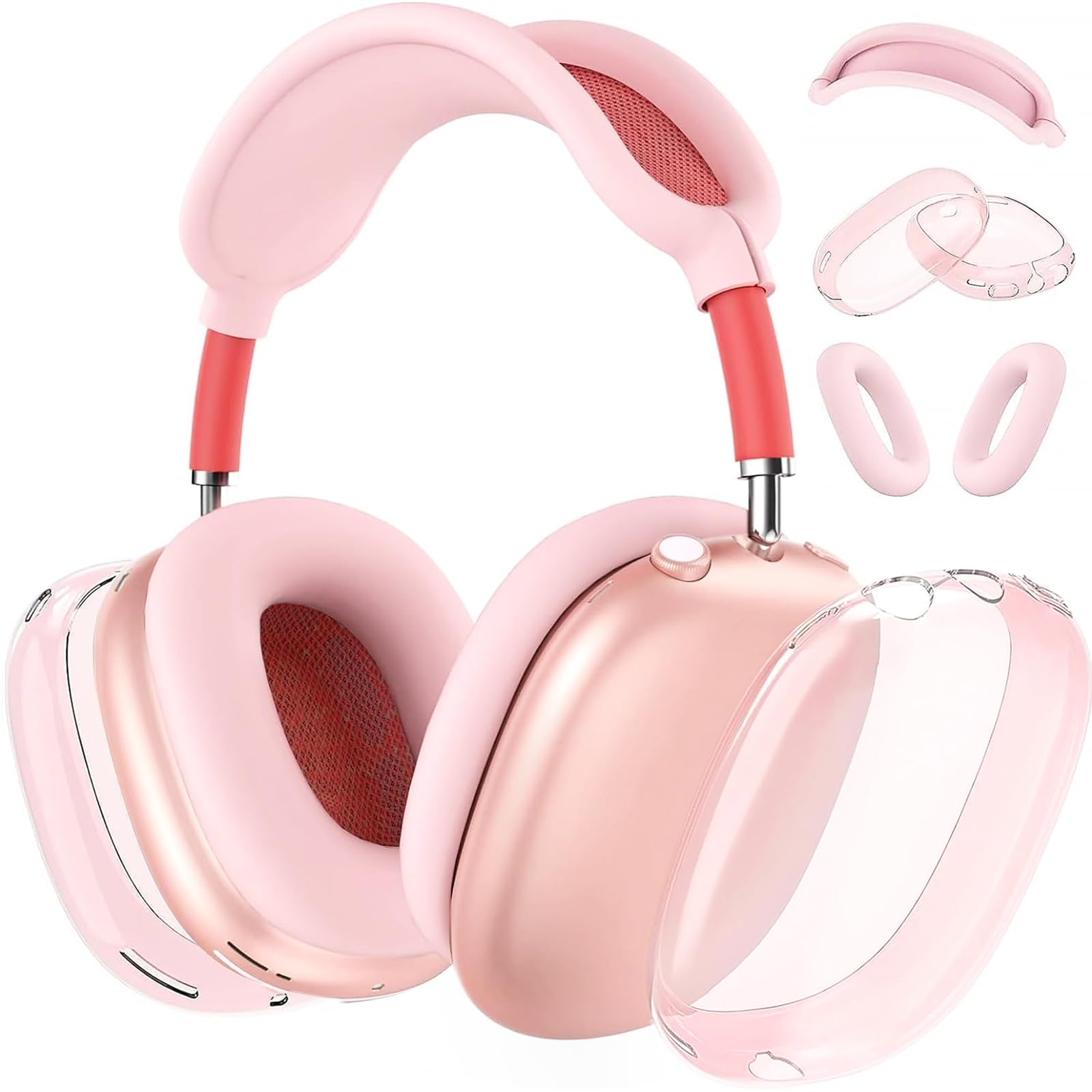 MOLOPPO Case Cover for AirPods Max Headphones, Silicone Ear Pad/Headband Cover/Clear Soft TPU Ear Cups, [3 in 1] Accessories Protector for Apple for