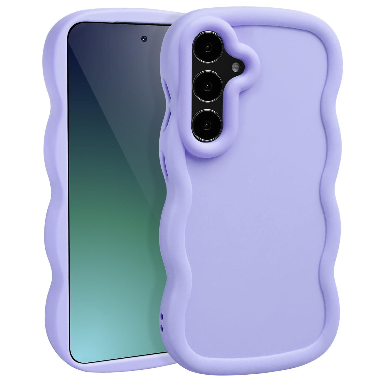 Wave - Funda para Samsung Galaxy S25 5G (6.2 pulgadas), bonito marco ondulado rizado de TPU para niñas y mujeres, suave al tacto sedoso, a prueba de golpes, funda protectora antigolpes