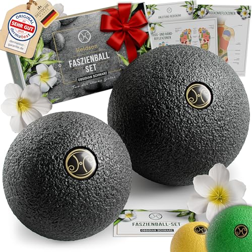 HELDSON® Premium Faszienball klein 2er Set [6cm & 8cm] - Faszien Ball hart - Faszienball für Füße - Massage Ball um Verspannungen in Nacken, Schulter zu lösen - Faszienkugel - Massageball Rücken
