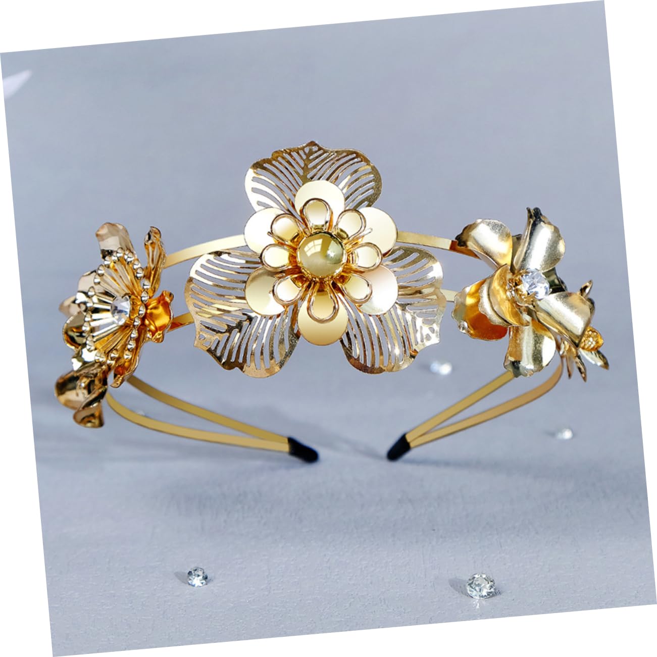 FRCOLOR 5pezzi Cerchietto Per Donne Con Fiori Metallo Doppio Accessorio Elegante Per Matrimonio e Feste Perfetti Per Occasioni Speciali e Servizi Fotografici