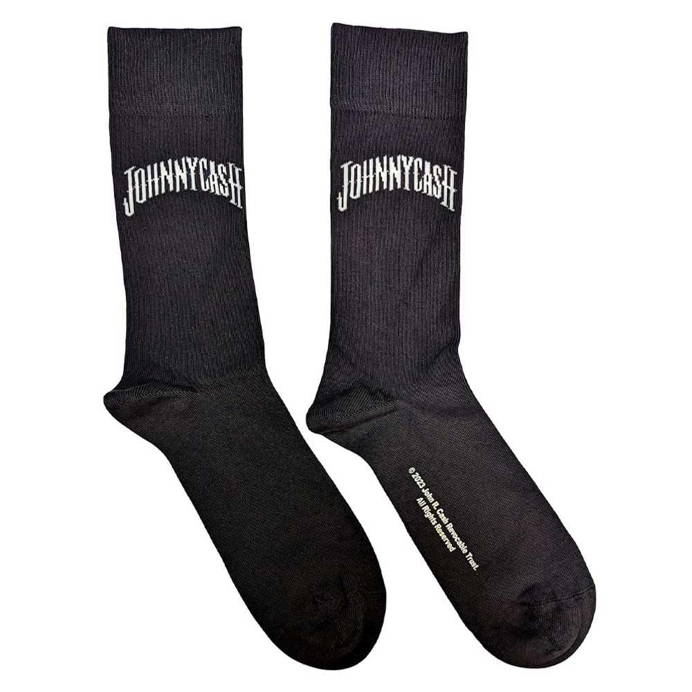 Johnny Cash Man In Black Logo Grey Socks One Size UK 7-11 OFFICIAL