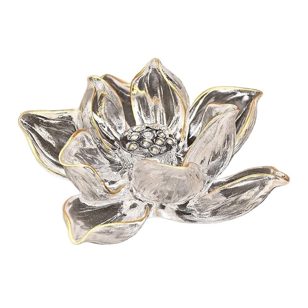 Incense Pot Luxury Glazed Lotus Incense Holder With Plug Hole Creative Decorative Indoor Burner(White)