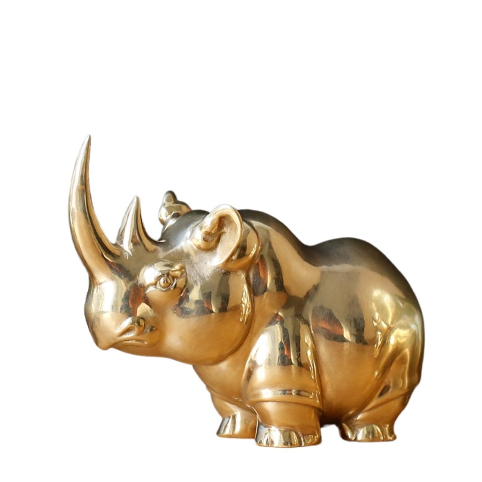 NGDFGR Brass African Three Treasures Rhinoceros Hippopotamus Elephant Miniature Statue,Metal Animal Sculpture Desktop Ornament Home Bonsai Micro Landscape Decr Accessories,Rhinoceros