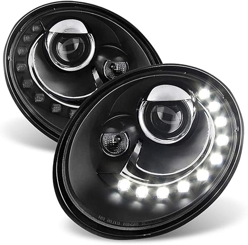 ACANII - Para Volkswagen Beetle LED DRL 2006-2010, faros delanteros, lado del conductor y del pasajero ACANII - Para Volkswagen Beetle LED DRL 2006-2010, faros delanteros, lado del conductor y del pasajero
