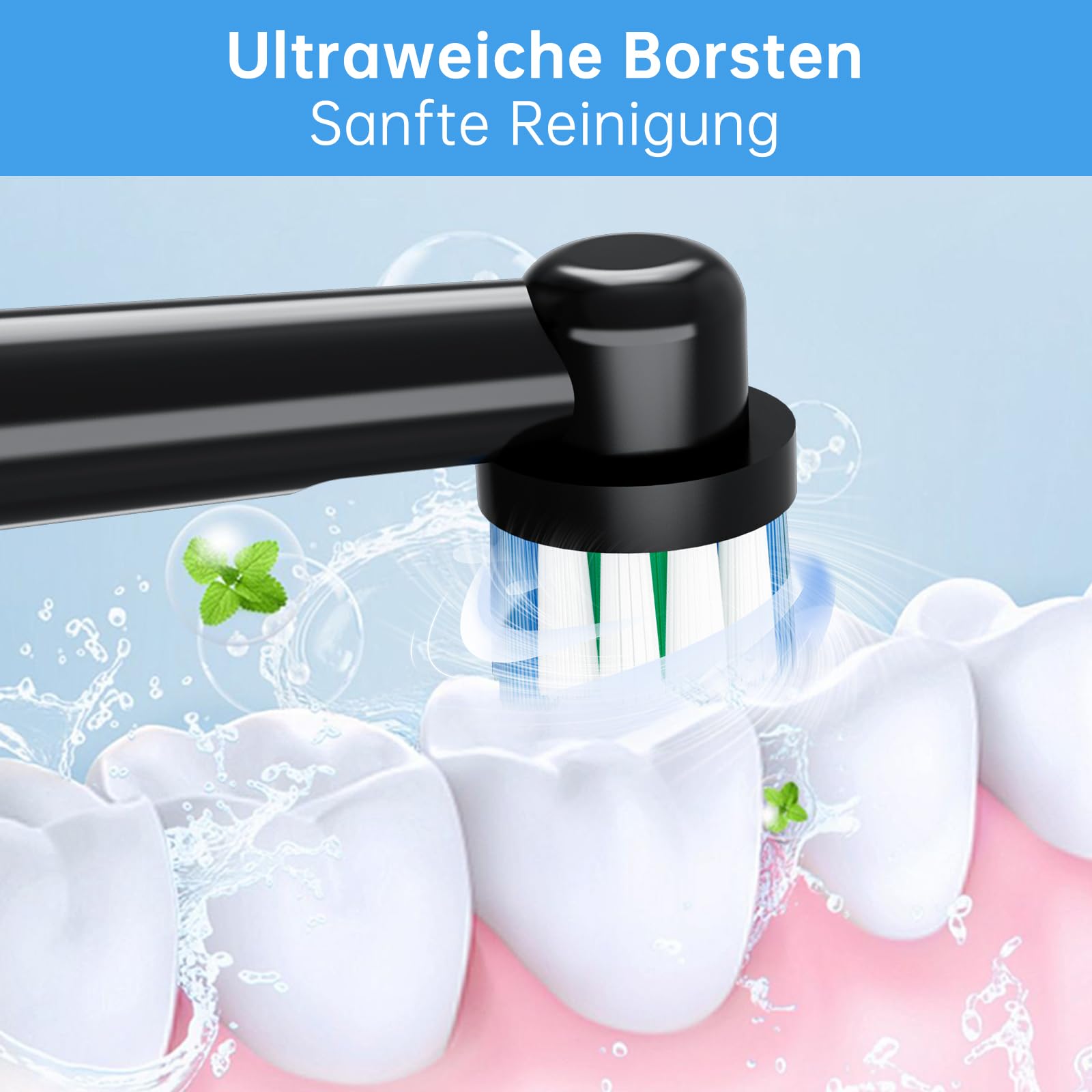 Brosse à dents électrique avec 8 têtes de brosse (3 modes), brosse à dents électrique rechargeable de voyage, autonomie de 50 jours, 8 800 VPM, étui de voyage et câble de charge USB, noir
