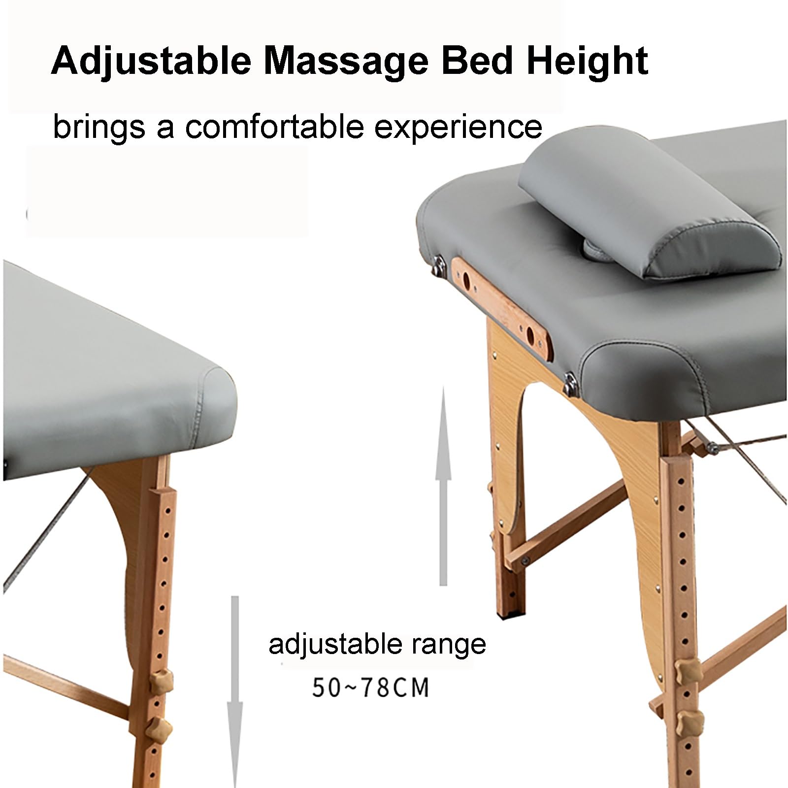 Lettino Massaggio Portatile Lettino for Spa Lettino for Ciglia Regolabile In Altezza 2 Lettino for Massaggi Portatile Pieghevole Lettino for Terapia del Tatuaggio Lettino for Spa(Brown,185*70 cm)