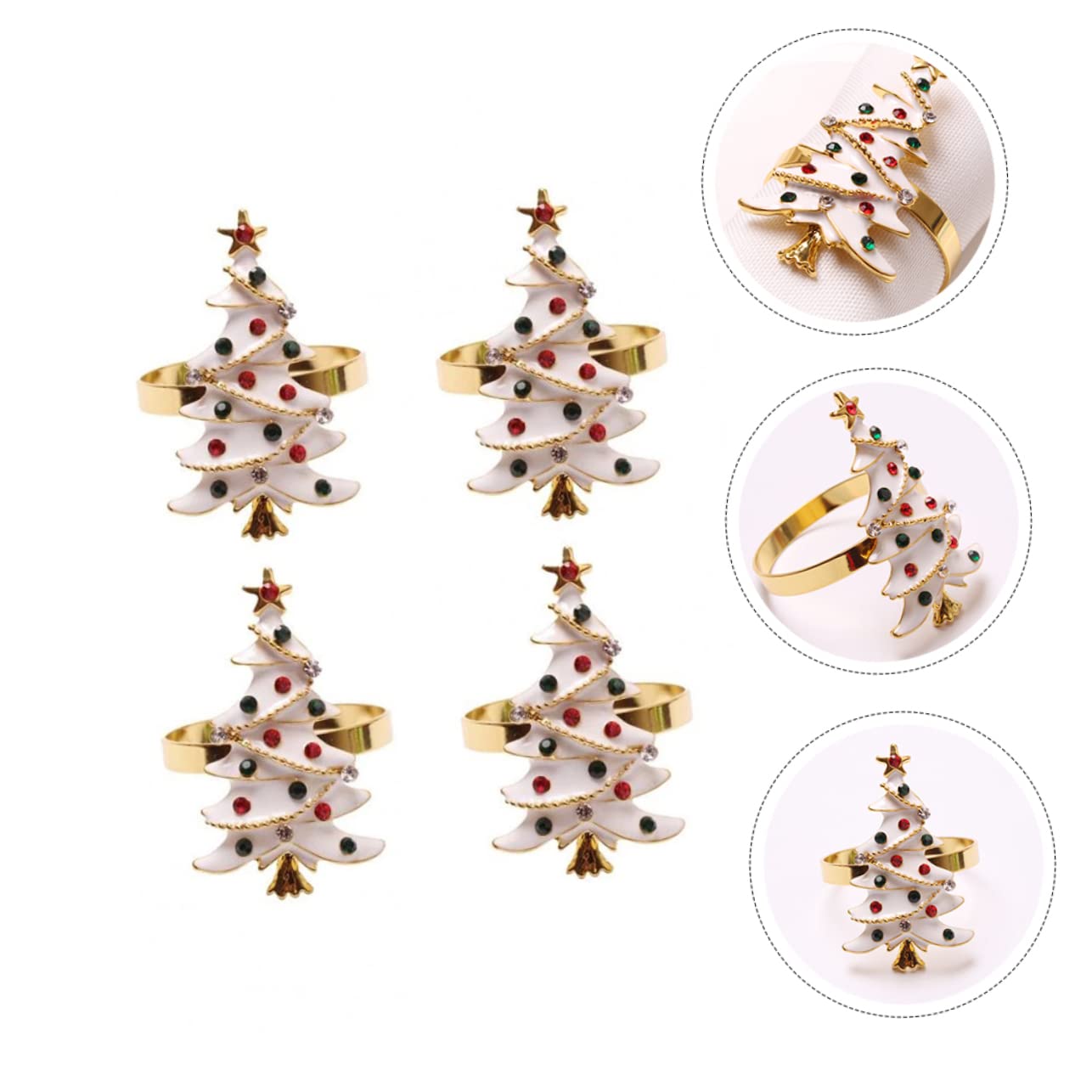 MAGICLULU 3 Sätze Weihnachtsserviettenringe Goldener Serviettenring Dekorationen Christmas Decorations Table Weihnachtsdeko Schreibtisch Weihnachtsfeier Serviettenring Weiß 4 Stück * 3