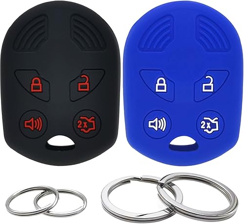 Funda de silicona para llavero de 2 piezas, protector sin llave compatible con Ford C-Max Escape Expedition Flex Focus Fusion Mustang Taurus Transit