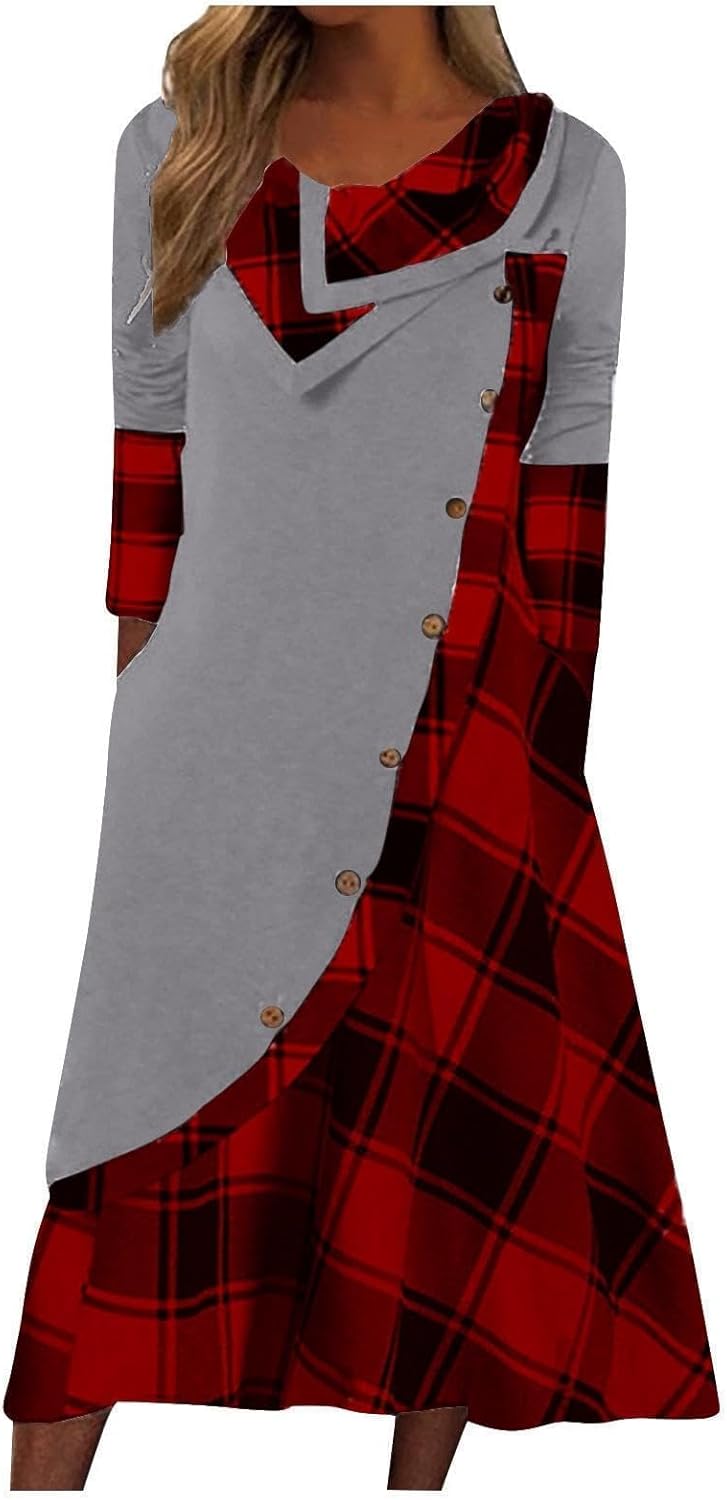 Winter Dresses for Women Wedding Guests Casual Cute Heart Long Sleeve Tiered Maxi D...