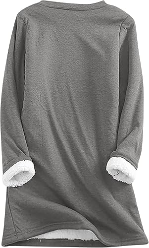 Miniatura 4 de Womens Christmas Sweater Round Neck Long Sleeve T Shirt Letter Print Warm Sherpa Sweatshirt Comfy Dressy Outfit