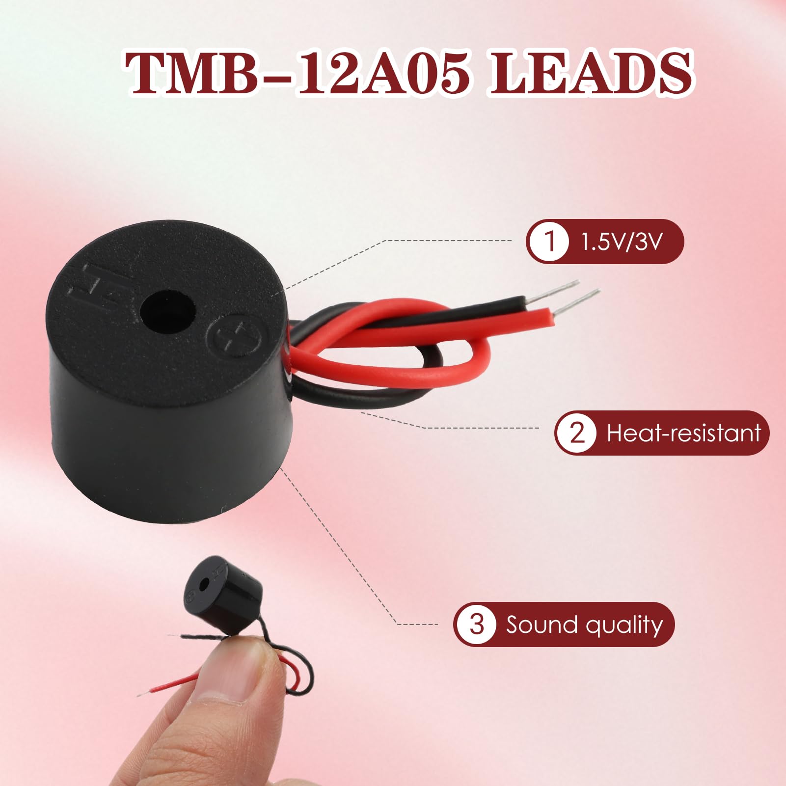 10 stuks elektronische zoemer, 3-12 V Active Buzzer 85 dB, Buzzer alarm Piëzo, kabellengte 50 mm