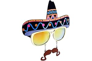 Crazy Party Sunglasses for Men, Sun-Staches Cinco de Mayo Sunglasses Sombrero Party...