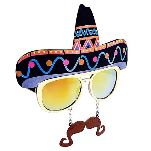 Sun-Staches Sombrero Sunglasses | Party Attire Disguise and Fiesta Photo Booth Shades | One Size Fits Most - Sombrero