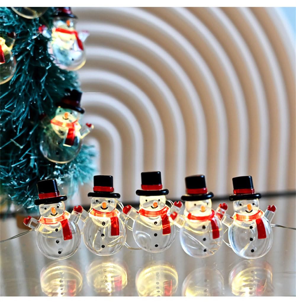 Temoo 2M 20Lights Christmas String Light, Led Waterproofing Christmas Snowman Christmas String Lights, Warm White Battery Powered Christmas Fairy Lights, Led Christmas Lights For Christmas.