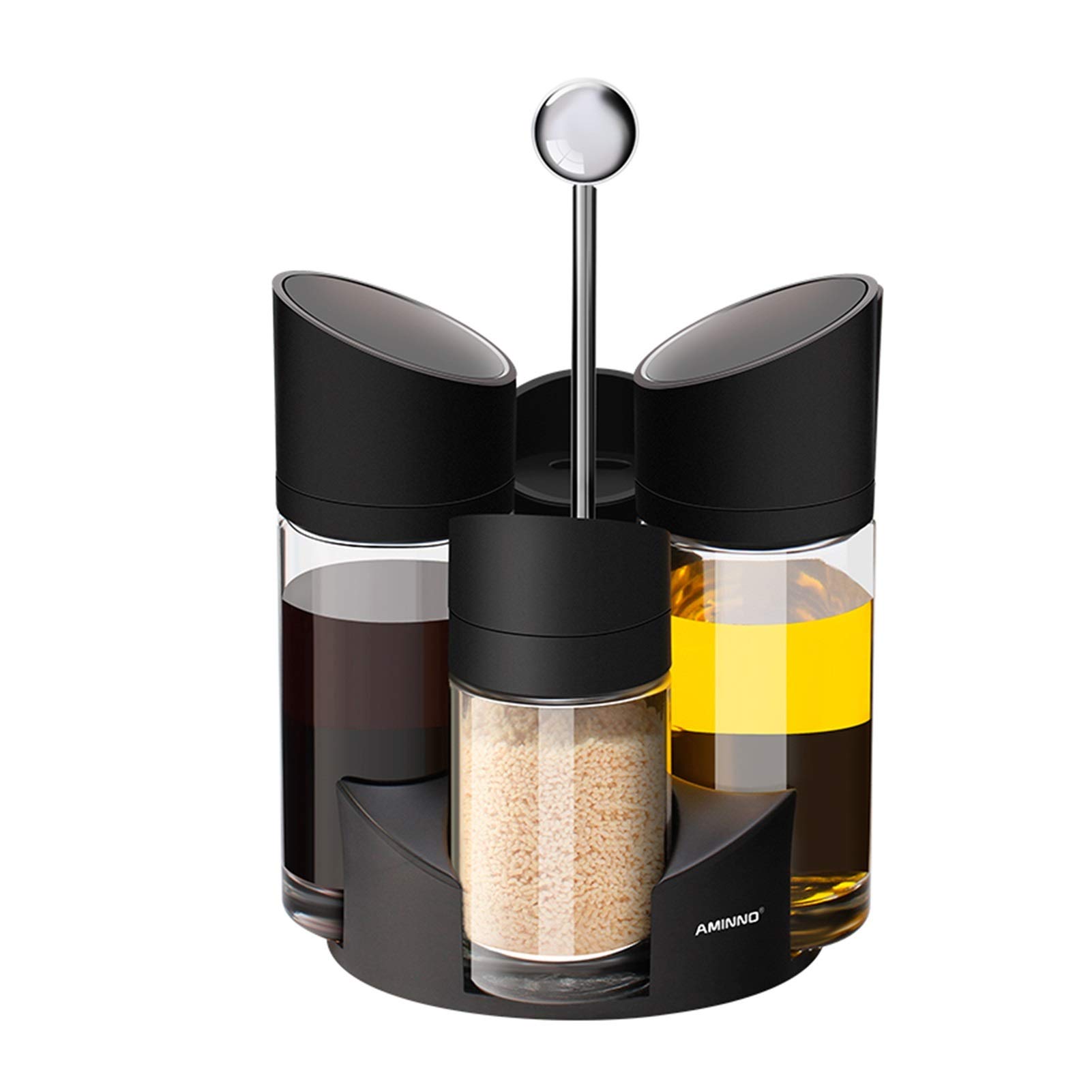 Organizador De Especias De Madera Giratorio - Estante Para Sal, Pimienta Y Condimentos, Diseño Elegante Para Cocina