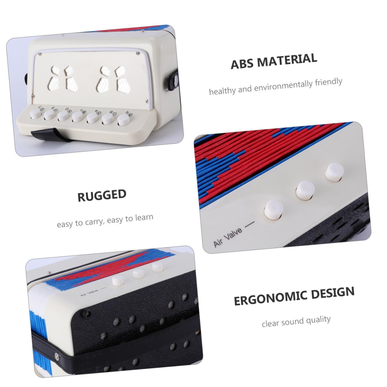 Mini Acordeón para Material Abs y Metal Juguete Musical Educativo para Principiantes Instrumento Didáctico para Desarrollo Creativo Infantil