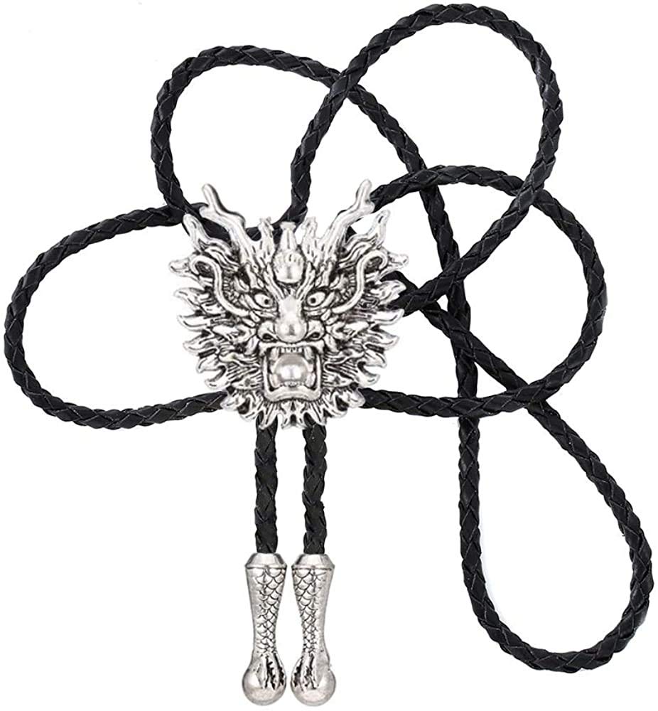 STARBRILLIANTCowboy Western Tie Bolo Tie for Men Vintage Shield with Handmade Black Leather