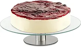 Bailarina Plataforma Giratória Prato para bolo com Pé de Inox Centro De Mesa Bandeja Boleira de Vidro 30cm