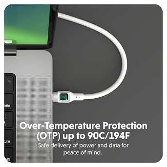 HyperJuice 240W Silicone USB C to USB C Cable (3ft/1m) for All Devices. Durable 240W USB-C Charge Cable. Portable, Tangle-Free Design, Over-Temperature Protection. Charges Any USBC to USBC Device