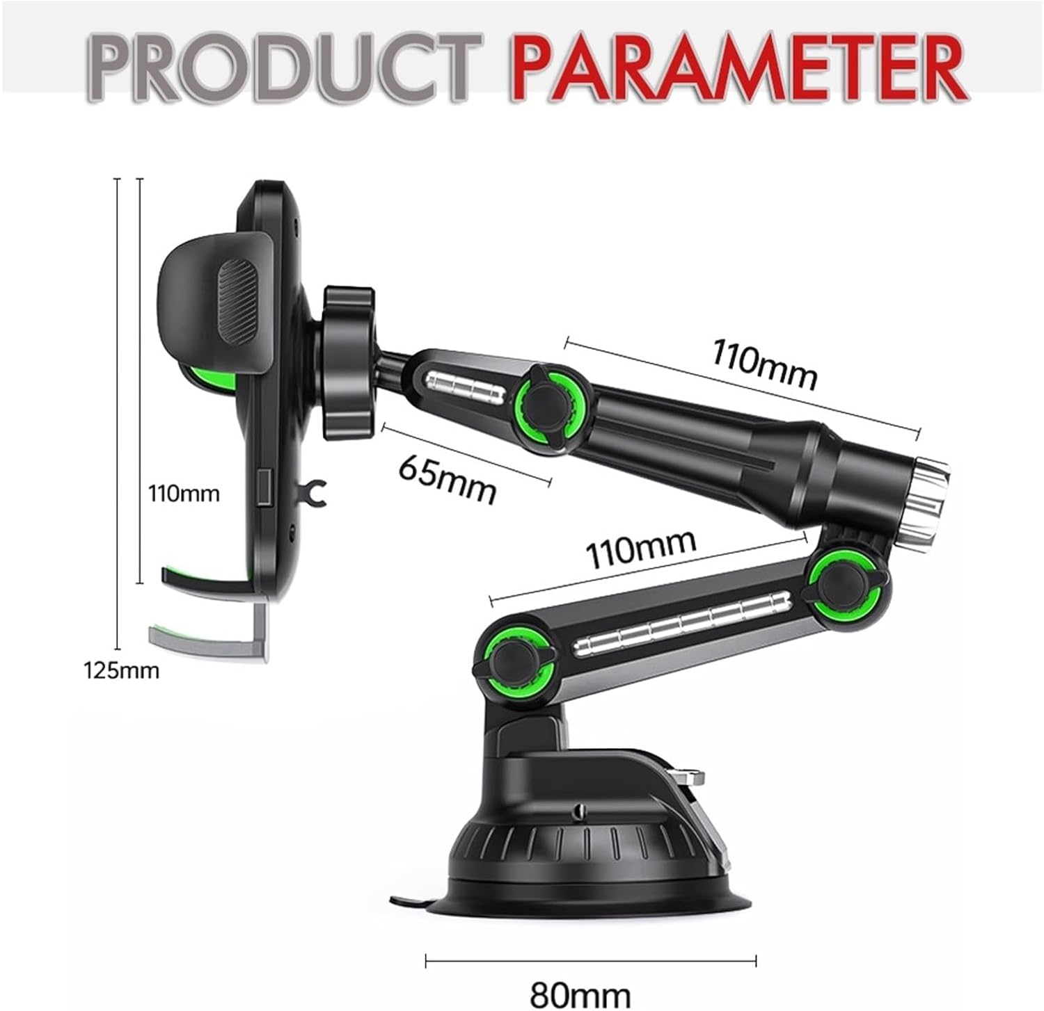 Phone Mount Universal Large Truck Extended Suction Cup Type Car Holder Fixed Mobile Stand Big Joint GPS Navigation Magnetic(Black)