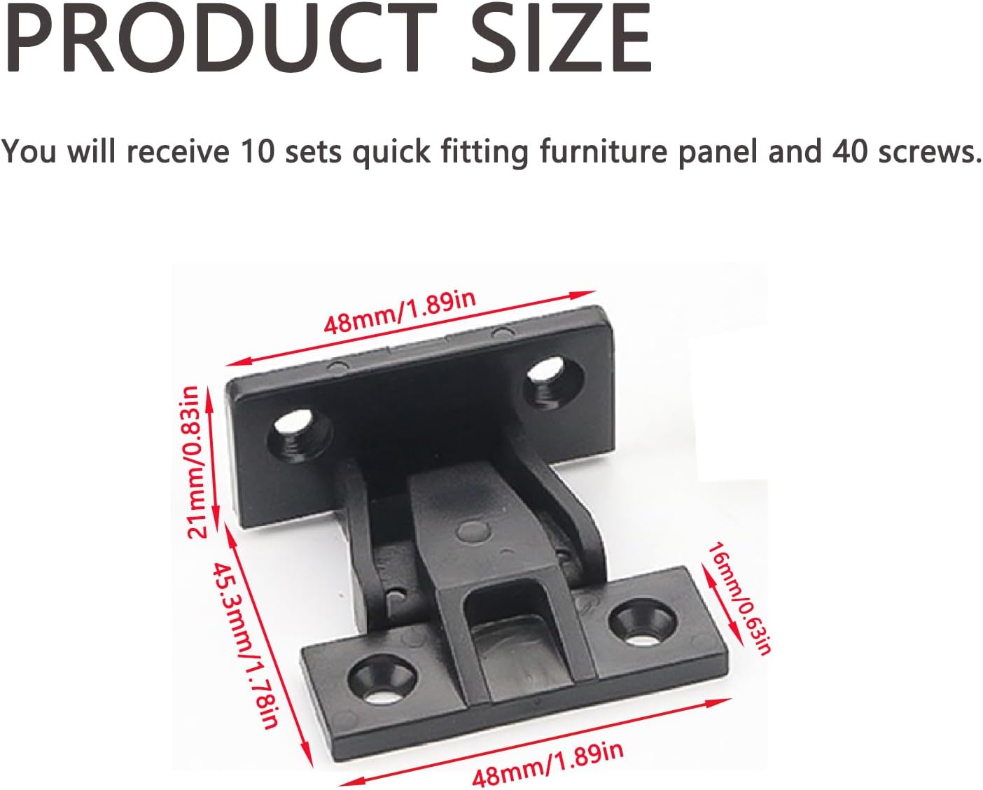 10 Sets Quick Fitting Furniture Panel, Plastic Quick Fitting Furniture Panel Joint Bracket, Fast Installation Push-On Clips for Cabinet Wardrobe or Wall Panel Mounting ( Black )