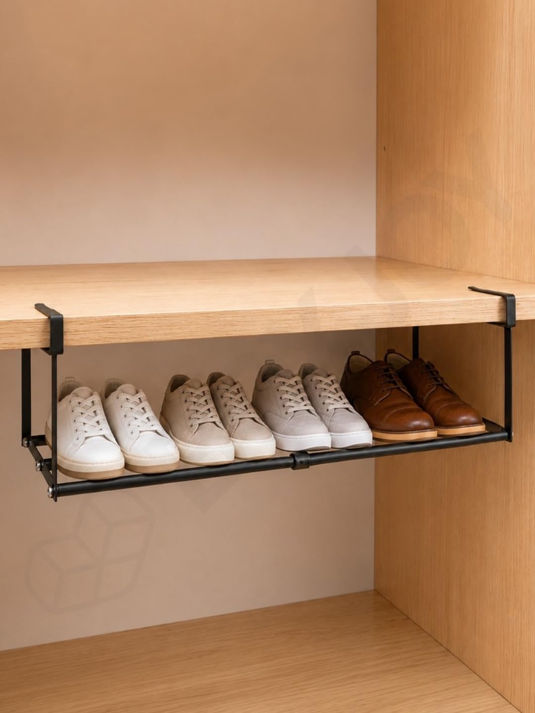 BOXJOY Expandable Under Shelf Shoe Rack for Wardrobe & Cabinet | Adjustable 40-74cm Metal Hanging Shoe Organiser | Portable Slipper, Chappal & Footwear Stand for Home-image-6