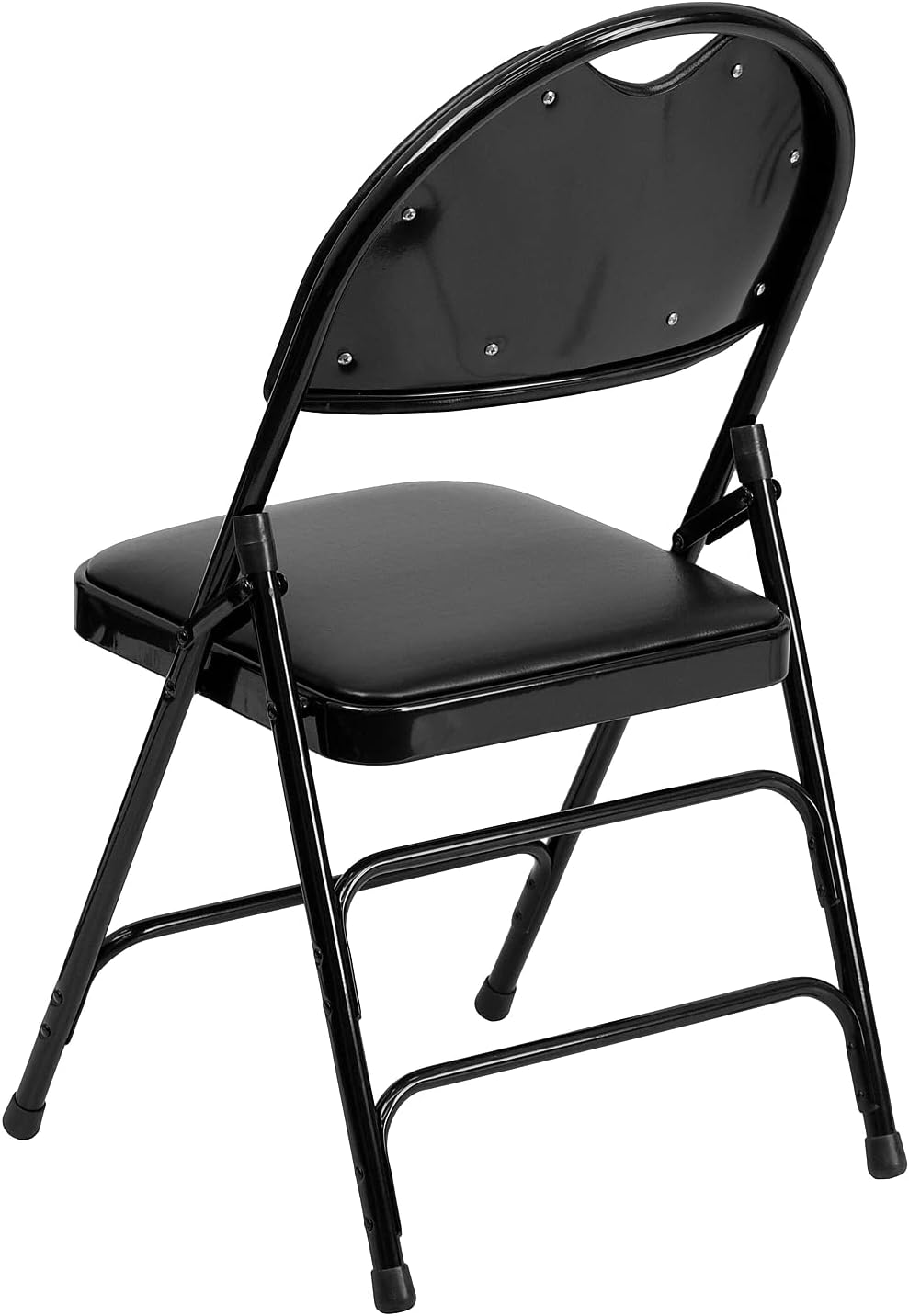 Flash Furniture HERCULES Series Ultra-Premium Triple Braced Black Vinyl Metal Folding Chair with Easy-Carry Handle
