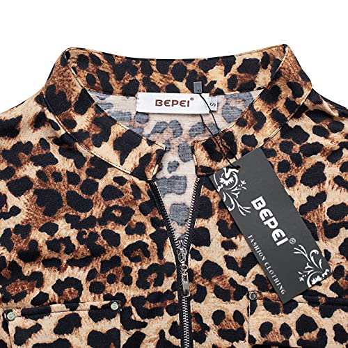 Bepei 3/4 Sleeve Shirts For Women,Juniors V Neck Work Dressy Blouses Leopard Print Tops Business Casual Tunics Graceful Classic Clothes Leopard Print Xl #TOP3