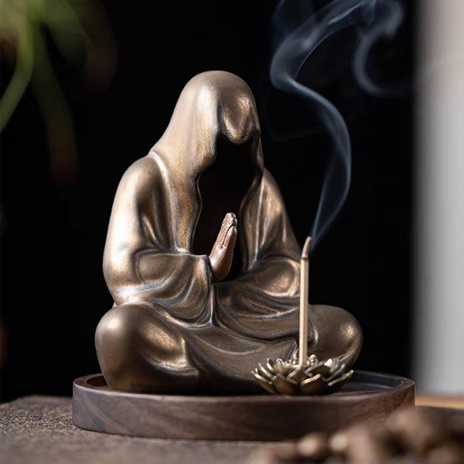 Bruciatore per Incenso Bruciatore di Incenso in Ceramica Creativa Statua Buddha for Aromaterapia Ornamenti for La Cerimonia del tè Famiglia Ufficio