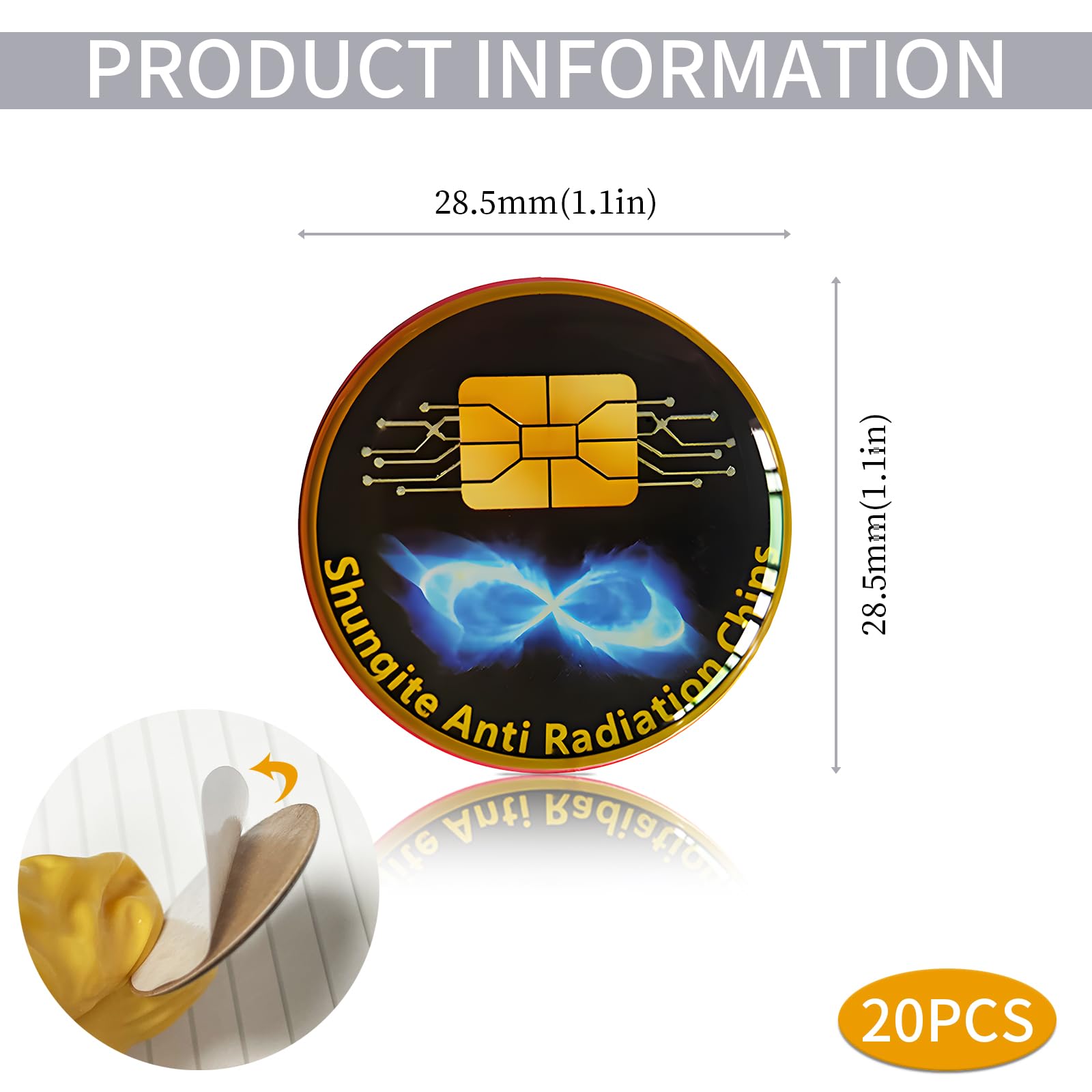 20 Autocollants Anti-Ondes 99% – Protection Électromagnétique Or & Argent Pour Téléphone, Ordinateur, Tablette & Appareils Électroniques