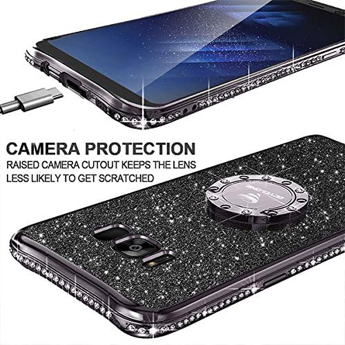 OCYCLONE for Galaxy S8 Plus Case, Cute Glitter Phone Case for Women Girls with Kickstand, Bling Diamond Rhinestone Bumper with Ring Stand for Samsung Galaxy S8+ Plus Case - Mauve Black