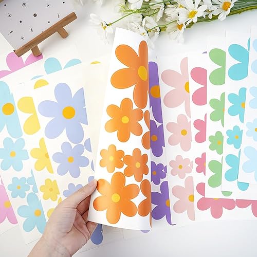 Miniatura 4 de 240 calcomanías de pared abstractas autoadhesivas de margaritas  12 hojas extraíbles e impermeables de vinilo para pared, dormitorio, sala de