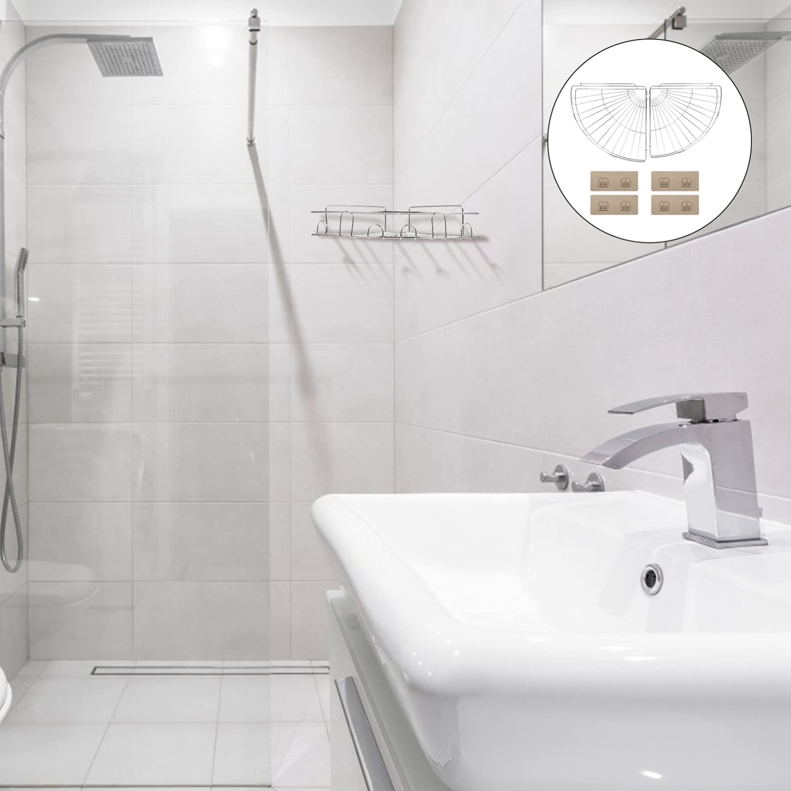 Cabilock 2 Juegos Estante Triangular Cuarto De Baño Cesta Triangular Drenaje Estante Triangular Ducha Estante De La Esquina Del Inodoro Moda Acero Inoxidable Cesta De Baño