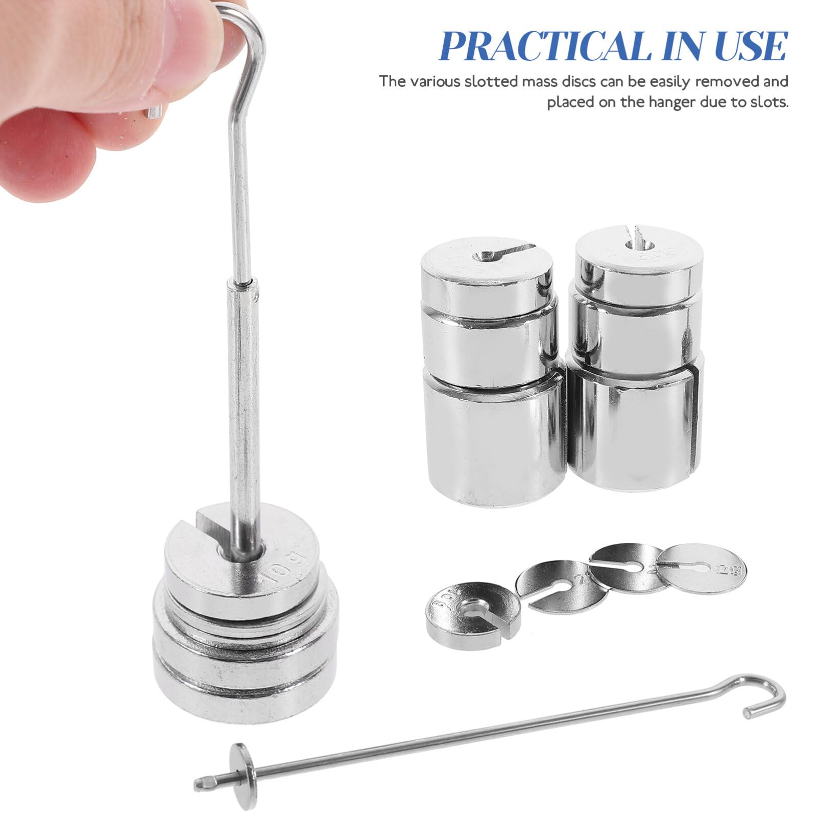 SOLUSTRE 1set Pesi Scanalati Metallo Con Gancio Per Esperimenti Di Fisica Strumenti Didattici Per Laboratorio Alta Precisione e Facilità Uso Superficie Lucidata e Resistente Alla