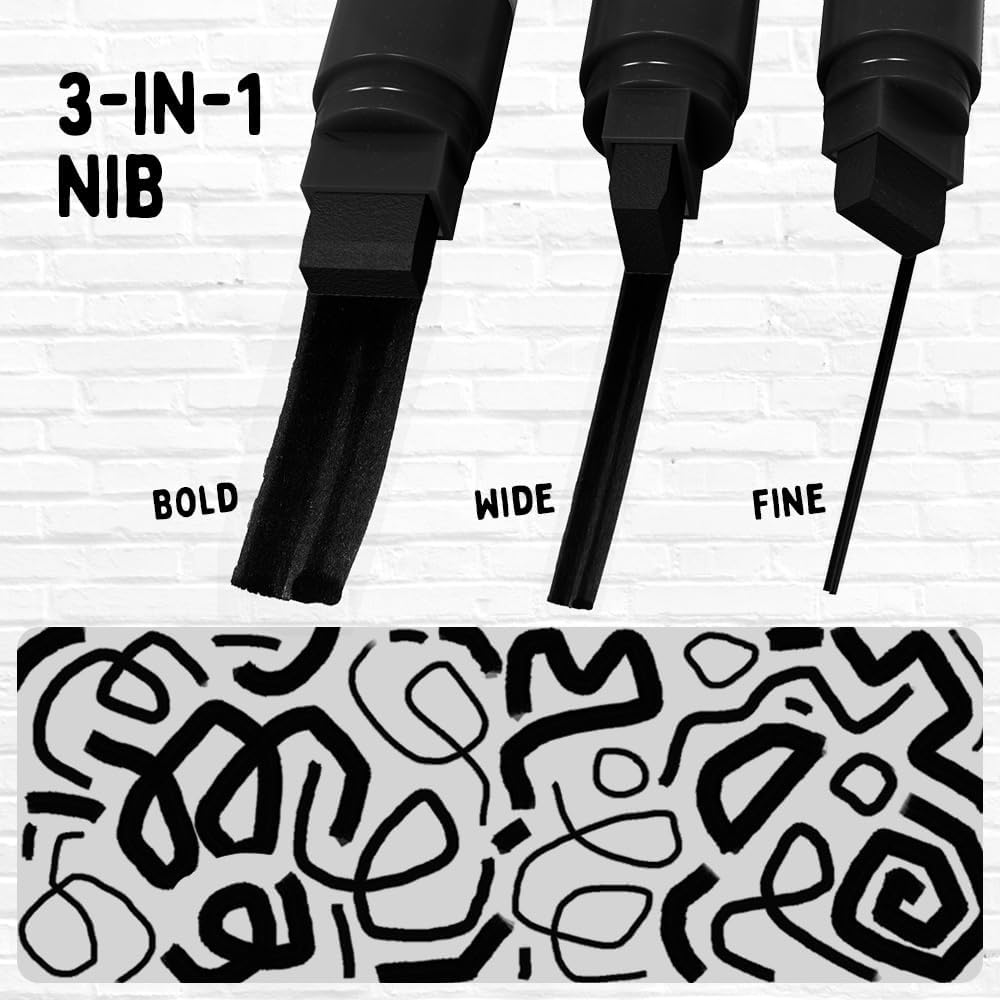 15mm Black Acrylic Pens and White Oil based Paint Pens Bundle image 5