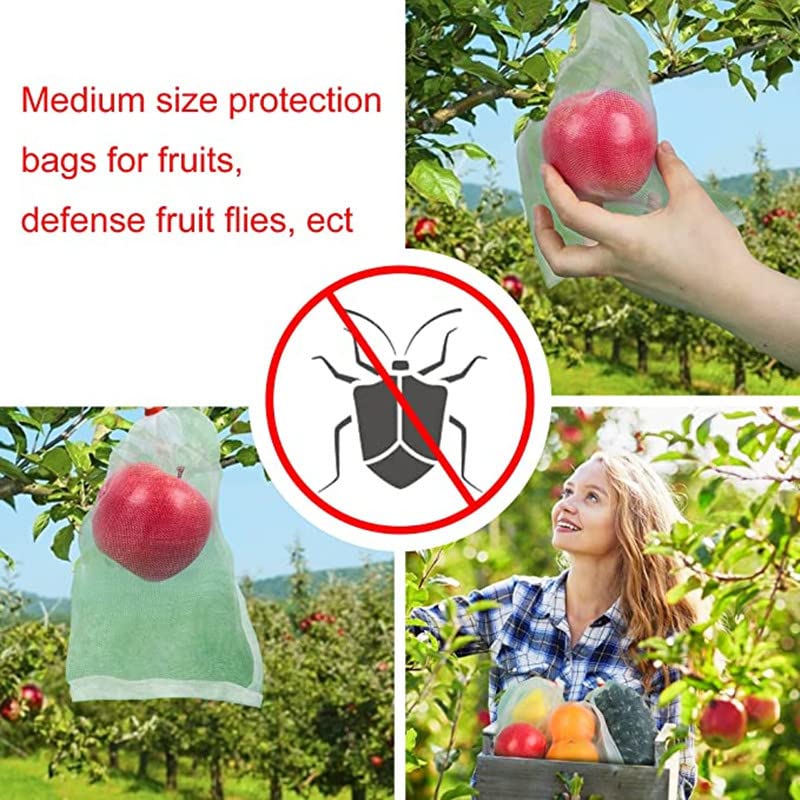 100 sacchetti di protezione per fragole, uva, frutta, a prova di uccelli, a prova di mosche della frutta, controllo dei parassiti da giardino, borsa a rete verde chiaro, borsa per piantare 30 x
