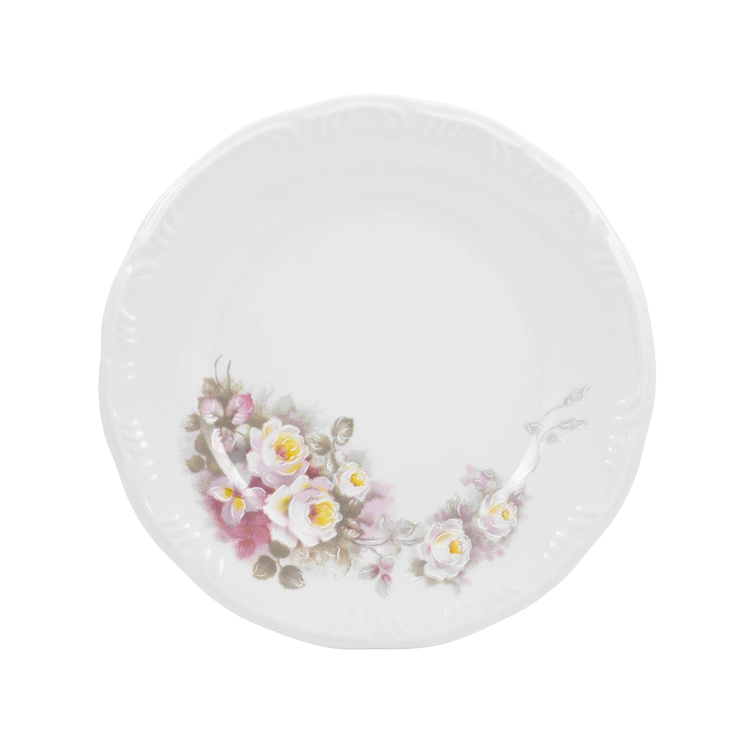 Jogo De Jantar Schmidt 30 Peças - Porcelana Branca Com Relevo - Modelo Pomerode