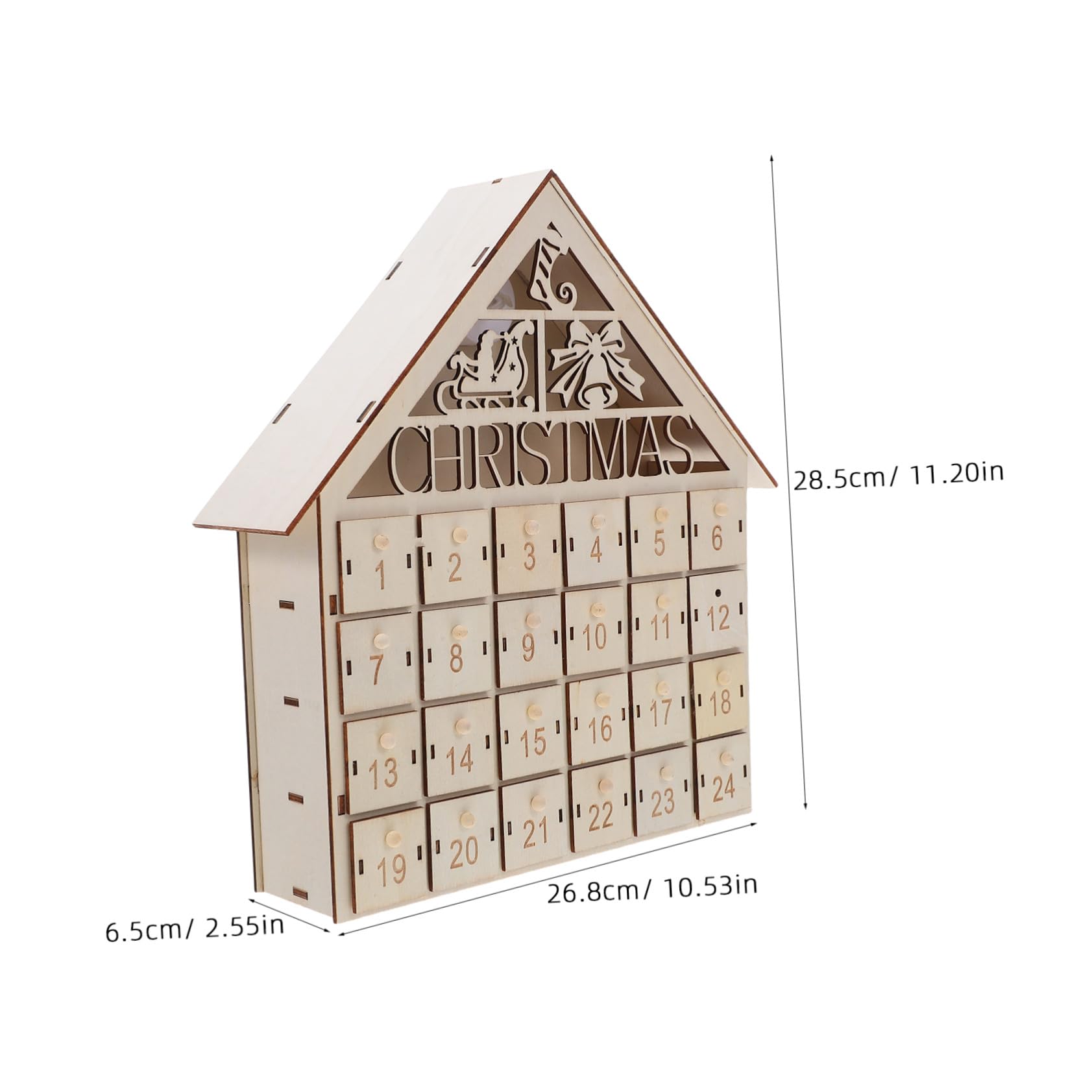 LED Beleuchteter Holz-adventskalender Haus mit Befüllbaren Schubladen Sicherer Kinderfreundlicher Weihnachts-countdown Kalender Interaktives DIY Holiday Countdown Dekor für Familie